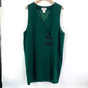 Vintage Talbots Petites Wool Sleeveless Dress Sz 14P Hunter Green Holiday USA